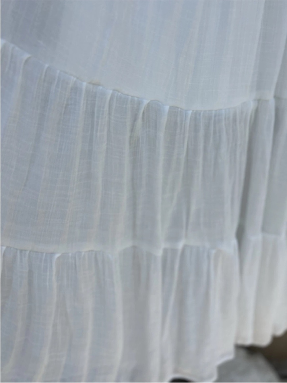 HYFVE Maxi Sundress Skirt Large White Gauze Strapless Smocked Top Tiered EC - Picture 4 of 5